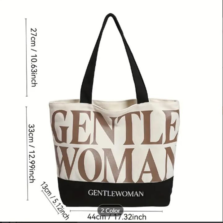THE SACK CO. Large Canvas Tote Bag for Women, Tote Handbags for Women with Zipper & for College, Shopping, Office (gntl women brw writing)
