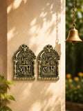 KridayKraft Shubh Labh Wall Hanging Pair | Antique Gold Finish Religious Idol for Main Door, Home Decor, Diwali Puja, Housewarming & Gifting.