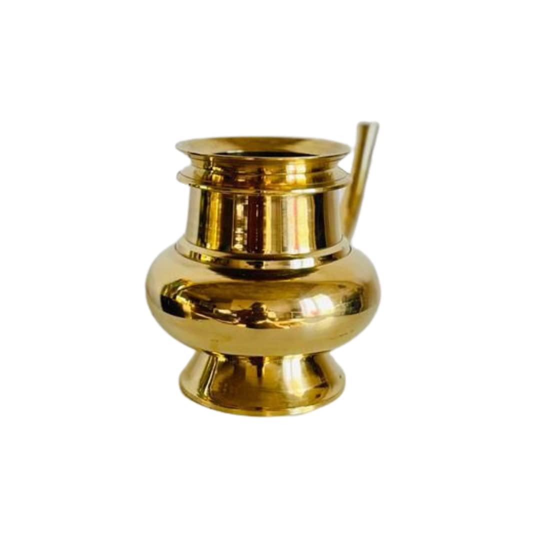 Traditional Brass Pooja Kindi (Large, 5 x 7 Inch, Gold) | Pooja Articles | Home Decoration | Alackal Bell Metals, Mannar
