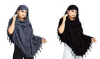 COMBO Women Cotton Stylish Hand Printed Scarf - Anti Pollution Full Face Cover With UV Sun Rays Protection Scarf (grey-black)