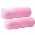 Trance Home Linen 100% Cotton 16x32 inch 200TC Striped Bolster Cover | Round Bed Side Long Bolster Pillow Cover to fit 24 Length 9 Dia | Pack of 2 Bolster Cover only (16x32 inch,Light Pink)