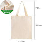 Metsi Cotton Tote Bag for Women, 13x15 Reusable Cotton Tote Bags with Zipper, Blank DIY Craft Bag for Multi-Purpose, Painting, Shopping, School, Beach, Gym and Groceries, Pack of 6