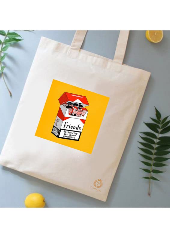 TAJNAN Reusable Tote Bags|100% Organic Cotton Grocery Bag|Eco-Friendly, Multi-Purpose Bag|Sturdy Canvas Bag with 15kgs Capacity | Multiple Stylish Designs,Pack of 1 - Best Gift for Valentines