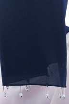 Urshia Georgette Pearl Hijab With Moti Latkan and Diamond Accents (Navy Blue)