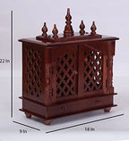 Jodhpur Handicrafts MDF Wood HOM.e Temple Mandir for HOM.e Big Size Temple for HOM.e with Door Pooja Stand for HOM.e Wall Mount (18 inch x 9 inch x 22 inch, Honey)