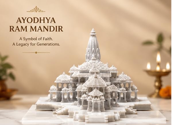 Ayodhya Ram Mandir 3D Printed Marble Finish Temple Model 26x17x11cm