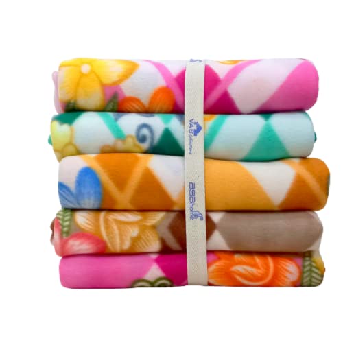 BSB HOME® Printed Polar Fleece Single Bed All Season Blanket/Comforter/Dohar 250TC - Pack of 5 (58x88 Inch, Pink, Green, Rust and Red) Kafalo