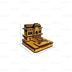 eXme Badrinath Wooden Miniature Temple Statue – Handcrafted Spiritual Mandir Showpiece for Home, Office, Car Dashboard & Gifting | Decorative Idol for Pooja & Festive Decor (W 7.5 x D 7.5 x H 7.5 cm)