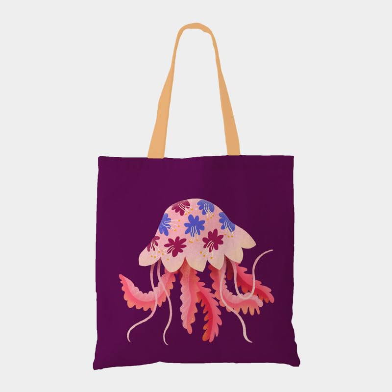The Purple Tree Jellyfish Art Tote Bag witH for Women - 1 Pc, Woman Tote Bag, Eco Friendly Tote, Underwater Theme Bags, Gifts For Women