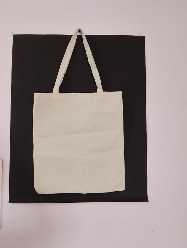Classic Off-White Plain Tote Bag | 40.64 x 35.56 cm | 220 GSM Cotton | Eco-Friendly Reusable Carry Bag for Shopping, Gifting & Everyday Use Pack of 10