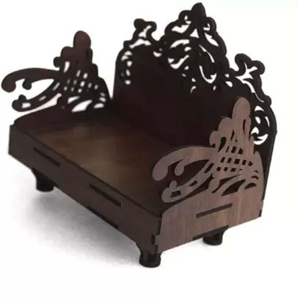 Wooden Plywood Pooja Mandir Temple Sofa God Statue Wooden Singhasan Home Room & Office Decor (Brown) Diwali, Durga Pooja, Navratri, Ganesh Chaturthi