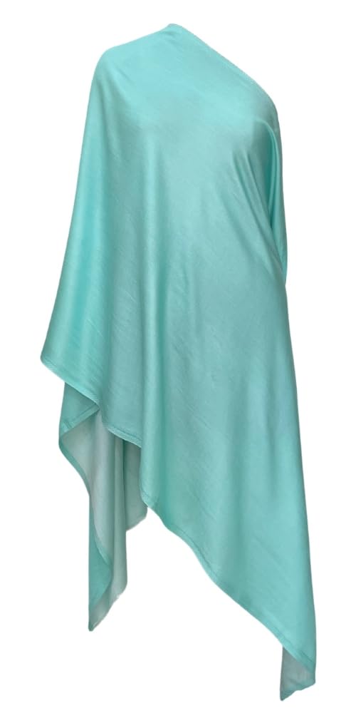 Hastakrutam Reversible Pashmina Silk Stole (Aquamarine)