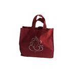Decorative Cotton Gift Bag, Maroon with Ganesha Print, Set of 10