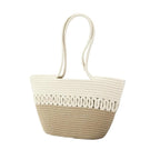 BEAUTIFUL HOMMIES Attractive Hand Bag |large Tote Bag |Summer Bag | Bucket Bag | Basket Bag | Bamboo Tote | Beach Bags for Women|Boho Bag|Handbag |Jute Bag |Handmade Bag (BEIGE WHITE)
