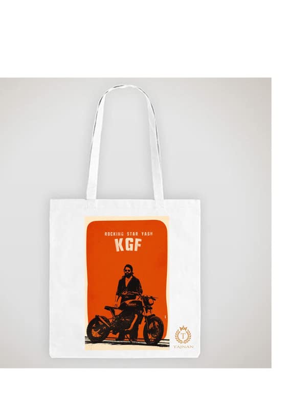TAJNAN Reusable Tote Bags|100% Organic Cotton Grocery Bag|Eco-Friendly, Multi-Purpose Bag|Sturdy Canvas Bag with 15kgs Capacity | Multiple Stylish Designs,Pack of 1(KGF2 Bag)
