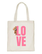 Delhi Printing Co. Love teddy tote bag|Strong Cotton Bag for Shopping | Canvas Tote Bag for Women & Girls | Stylish Cotton Handbags (DCTBH-150)