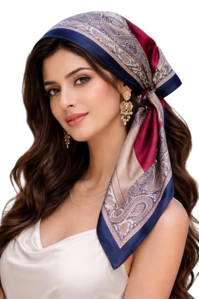 Wirkqeez Silk Head Scarf for Women – Luxury Satin Silk Hair Scarf, Soft Bandana Wrap for Sleeping, Hair Protection & Styling (Multicolor_04)