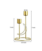 URBAN INSPIRATIONS Moon Style Candle Holder Set of 2 | Golden Metal Candle Stand for Home Décor, Living Room, Bedroom & Dining Table | Modern Minimalist Gift Items