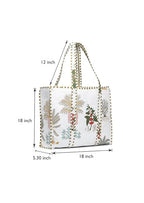 Cotton Quilted Tote Bag for Women, Jungle Print Handbag, Reusable Shoulder Bag with Dual Handles, Lightweight Travel Shopping Tote, Large Capacity Everyday Carry Bag - (White bag, 12×12 In)