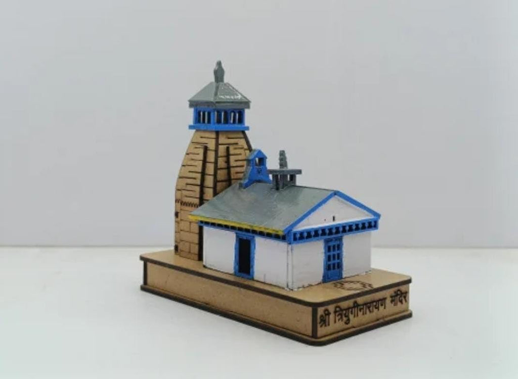 Triyuginarayan Temple 3D Model, Miniature Replica with Blue and Tan Details