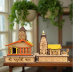 Handcrafted Wooden Chardham Temple Model, Kedarnath Yamunotri Replica for Home Mandir, Puja Room, Traditional Religious Decor, Spiritual Gift