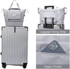 Viyaro Polyester Foldable Tote Bag | Expandable Design with Dry & Wet Separation, Waterproof Fabric, Multiple Pockets with Zipper & Lightweight Shoulder Carrying Comfort | Convenient Choice—Grey