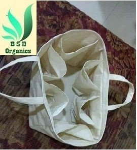 BSD Organics Eco Lite Cotton Bag with Pockets for Purchase of Vegetables, Fruits, Grocery and More -1 Number