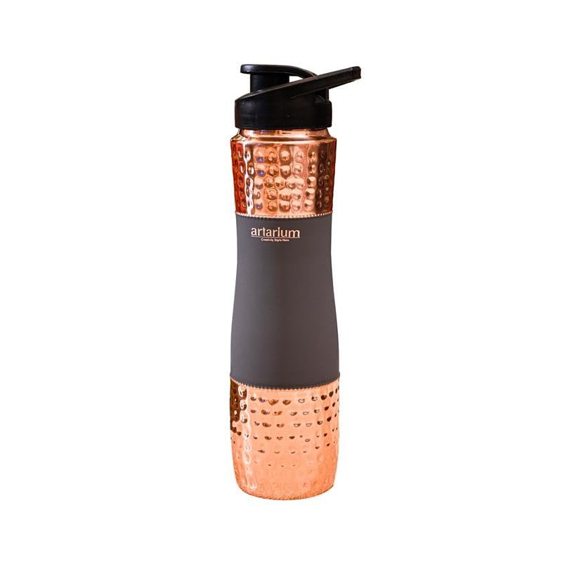 Artarium Sipper Bottle 100% Pure Copper Water Bottle Leak Proof Protection Durable & Rust Proof Copper Bottle With Added Health Benefits (Sipper Water Bottle Gray 1 Litre)