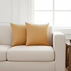 STITCHNEST Quilted Velvet Cushion Covers Set of 2 | Soft Brown | 12x12 Inches | Premium Sofa & Living Room Décor