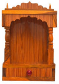 Skylight Wooden Temple, Traditional Wall-Mounted Mandir, Home Pooja Shrine with Decorative Arch