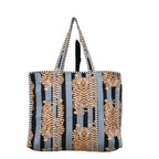 Cotton Quilted Tote Bag for Women, Jungle Print Handbag, Reusable Shoulder Bag with Dual Handles, Lightweight Travel Shopping Tote, Large Capacity Everyday Carry Bag - (Grey tiger bag, 12×12 In)