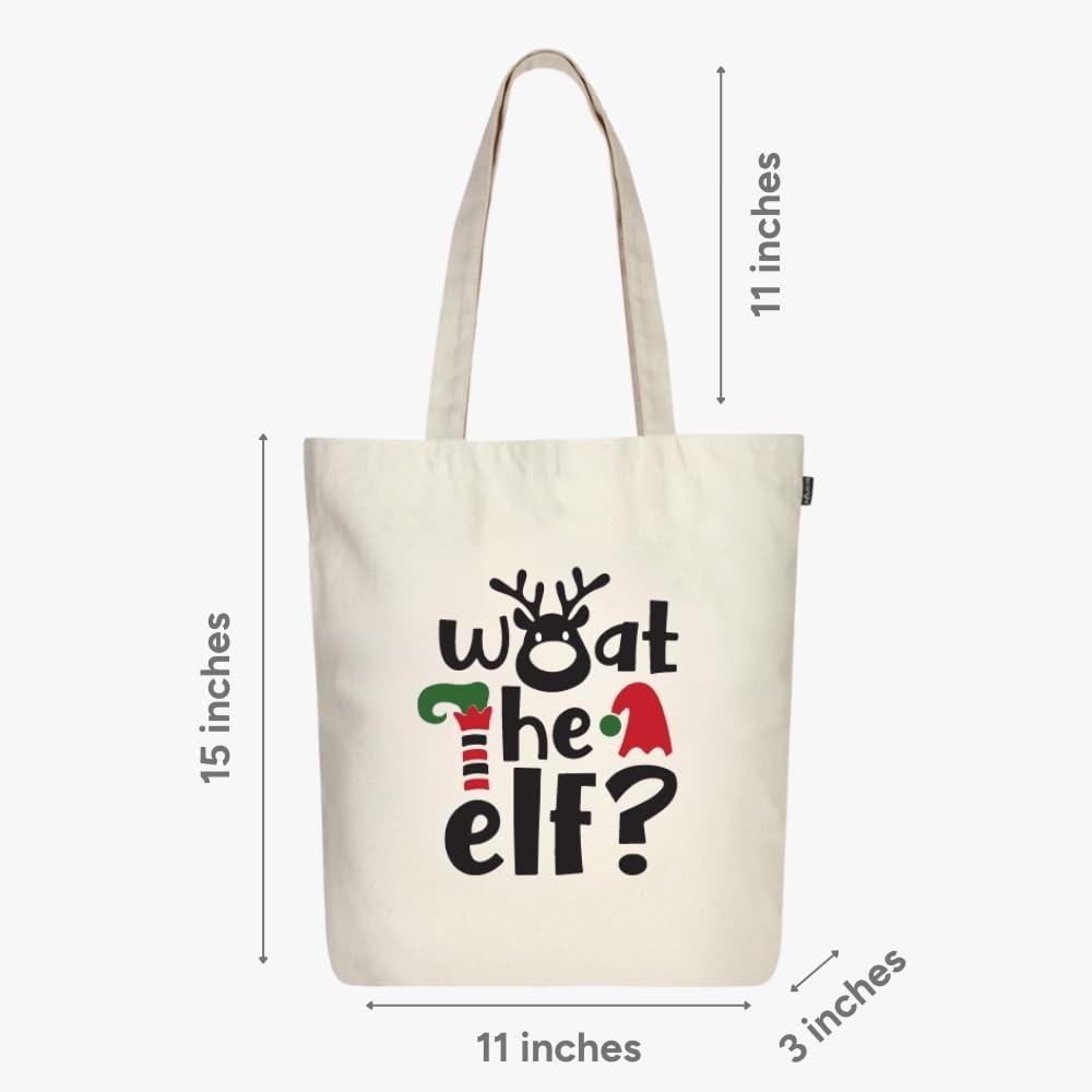 Eco Right Canvas Tote Bags for Women with Zip, College Bag for Girls, 100% Organic Cotton Tote Bag for Shopping, Travel & beach bags for women (Elfish)