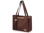 PAVILONN Women Tote Bag Ladies Handbag Shoulder Office Shopping Work Laptop PU Leather Brown Travel College Daily Use Designer Large Stylish Fashion Zipper Commuter Gift (BROWN)