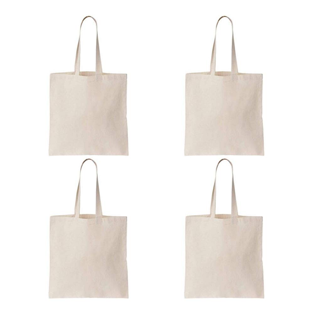 BDWEAVES Cotton Tote Bag Plain - Reusable 100% Eco-Friendly- Natural (Pack Of 6)