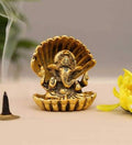 KridayKraft Aluminium Gold Plated Ganesha ji in Sheep Showpiece (Standard size)