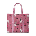 LOOMARTE Quilted Cotton Printed Tote Bag for Women & Girls - Pink