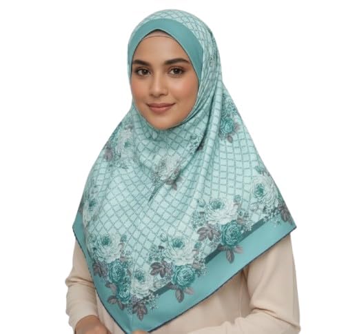 Khodalflux Women’s Muslim Hijab Printed Headscarf | Soft Breathable Modest Scarf for Daily, Prayer & Occasion Use (Sky Blue)
