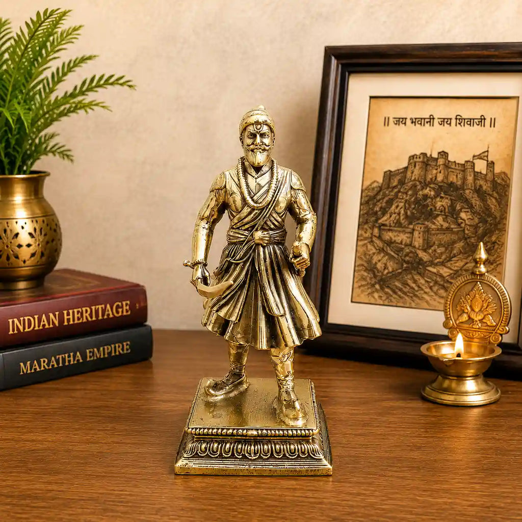 Brass Lightweight Chatrapati Shivaji Maharaj Idol (5 Inch) Vedansh Craft