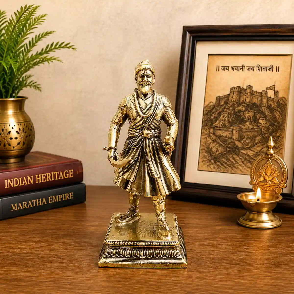 Brass Lightweight Chatrapati Shivaji Maharaj Idol (5 Inch) Vedansh Craft