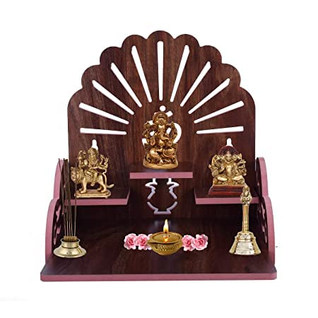 A k Wooden Temple Home Temple Pooja Mandir Wall Hanging and Table Top Home Mandir Temple Home Decor Beautiful Wooden Temple (Maroon)