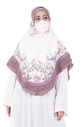 Markaz Hijab Printed Malaysian Instant Hijab for Women | Floral Border Design | Ready to Wear Modest Fashion Headscarf | Elegant Muslimah Style (BROWN, XL)