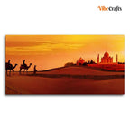 VIBECRAFTS Canvas Paintings for Living Room Drawing Room Beautiful Wall Painting of Camel Caravan Heading to Taj Mahal Fitted with Wooden Frame for Home|Office|Gift(PTVCH_2278)