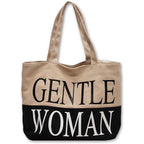 THE SACK CO. Large Canvas Tote Bag for Women, Tote Handbags for Women with Zipper College, Shopping, Office College Office (gntl women blk & brw writing)