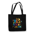 Theyayacafe Printed Cotton Black Tote Bag, Multipurpose Bag, Lightweight