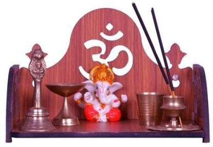 HOMEWEY DECOR Wooden Home Temple Handcrafted Support Heavy Idols Luxurious Finish Pooja Mandir for Home and Office Wall Mount for Pooja Room (temple0102-04DM-24)