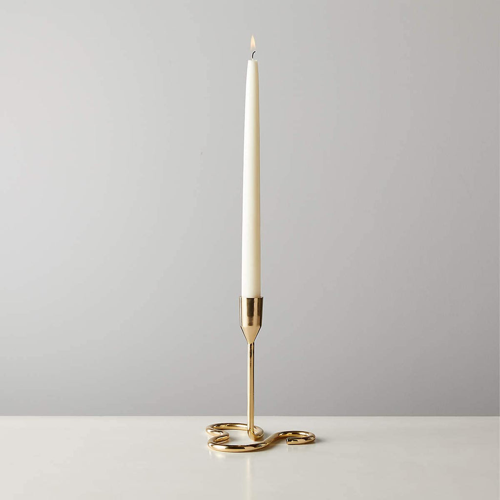 RICHIES ENTERPRISES - Golden Curve Taper Candle Holder, Candlestick Holders Taper Candle Holder, Gold Metal Candle Stand for Home & Decor - 3 Pcs Candle Stick Holders Set (L + M + S)