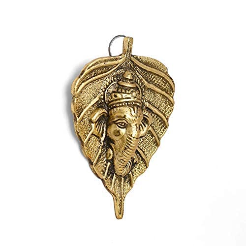 Prince Home Decor & Gifts Metal Pan Patta Ganesh Decorative Wall Hanging Showpiece Figurine Medium (Golden)