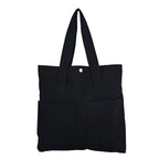 NECAVU Canvas Tote Bag for Women | Aesthetic Canvas College Bag for Girls with Inner & Outer Pockets | Cotton Utility Women Handbags for Shopping, Travel & Daily Use | Black