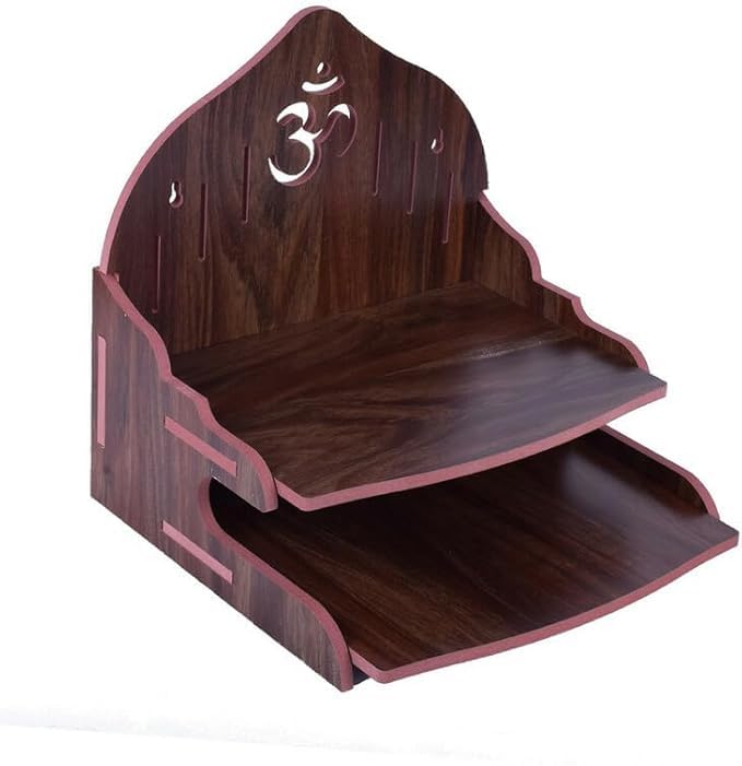 Kriyanta Wooden Wall Mounted Hanging Puja Temple - Stylish Wood God Stand for Pooja Room, Home Mandir Table (D D Temple 320)