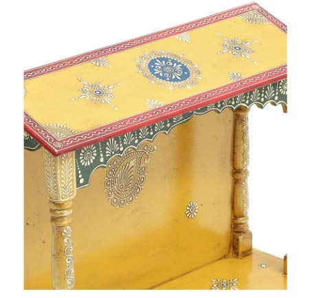 DESERT ART Yellow Wood Pooja Mandir Without Door (48.26 X15.24 X40.64) CM